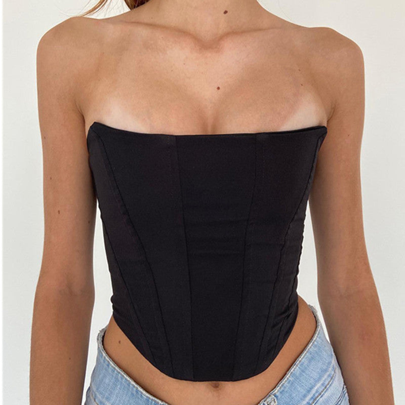 Backless off Shoulder Bandage Tube Top Strapless Corset Short Top