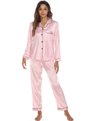 Home Wear Suit Pajamas Satin Cardigan Long Sleeve Long Sleeve Autumn