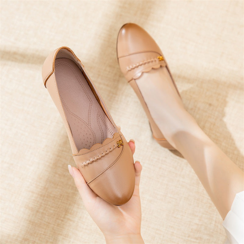 Women's And Comfortable Single Flat Genuine Slip