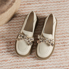 Women's Style Spring Round Head Chunky Metal Loafers