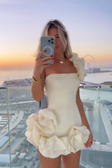 Robe à volants, taille haute, asymétrique, tube, hanches