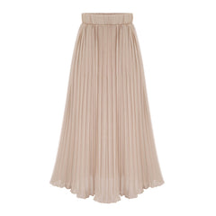 Casual Solid Color All-Matching Waist Chiffon Skirt A- line Skirt Pleated Skirt
