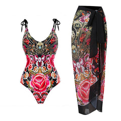 Siamese Conservative Covering Belly Thin Backless Skirt Swimsuit Chiffon Beach Dress