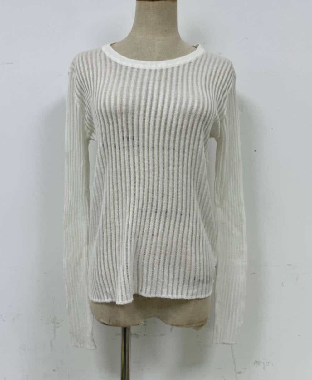 Long Sleeve round Neck Thin Breathable Knitted Wool Top