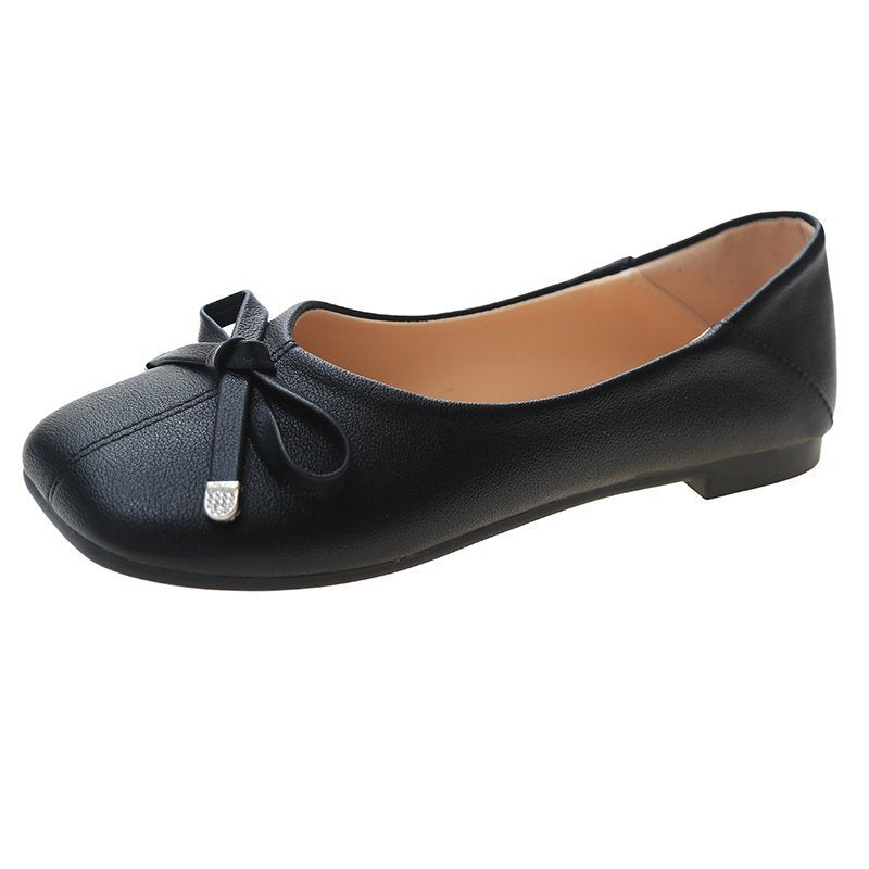 Women's Color Bow Flat Pumps Slip-on Low Loafers