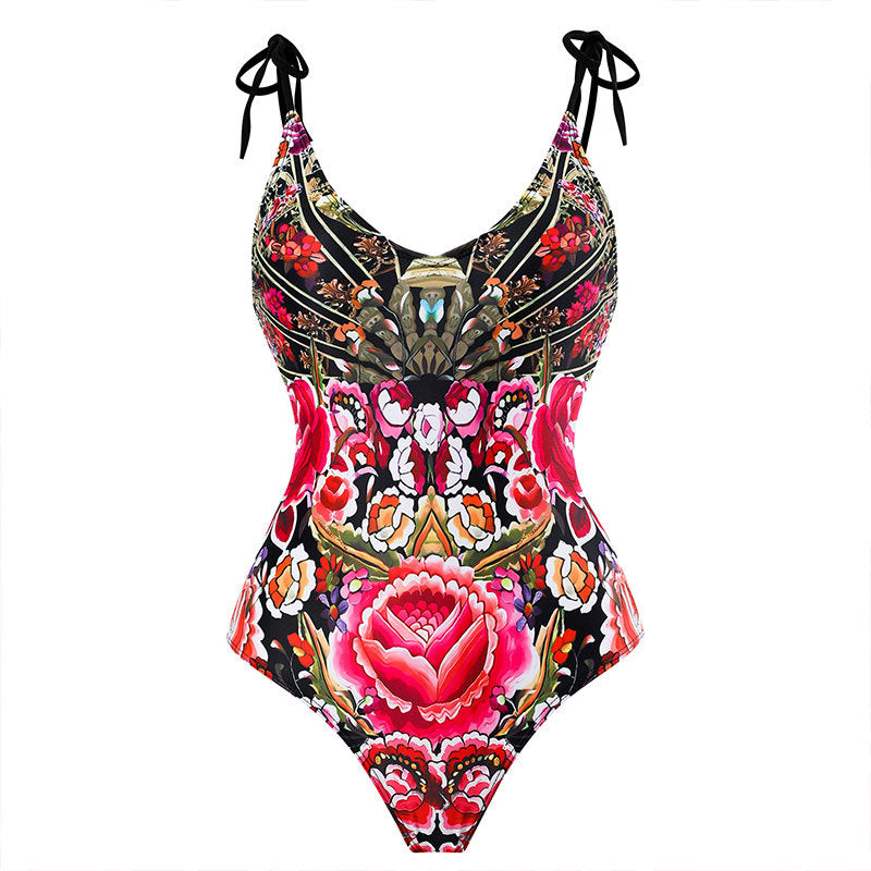 Siamese Conservative Covering Belly Thin Backless Skirt Swimsuit Chiffon Beach Dress
