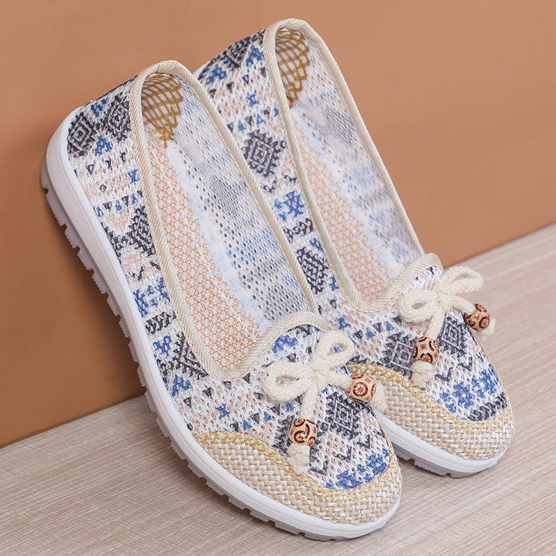 Women's Summer Hollowed Mesh Old Beijing Cloth