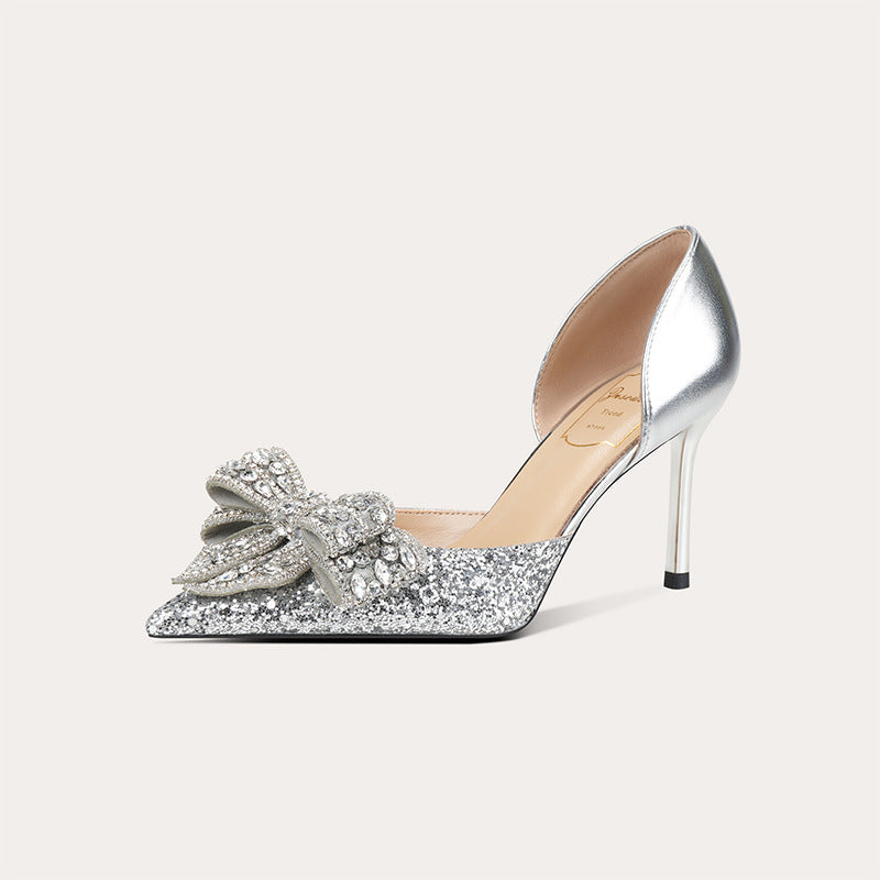 Chaussures à talons aiguilles hauts et pointus pour femmes, en cristal et diamant, non destinées aux hommes