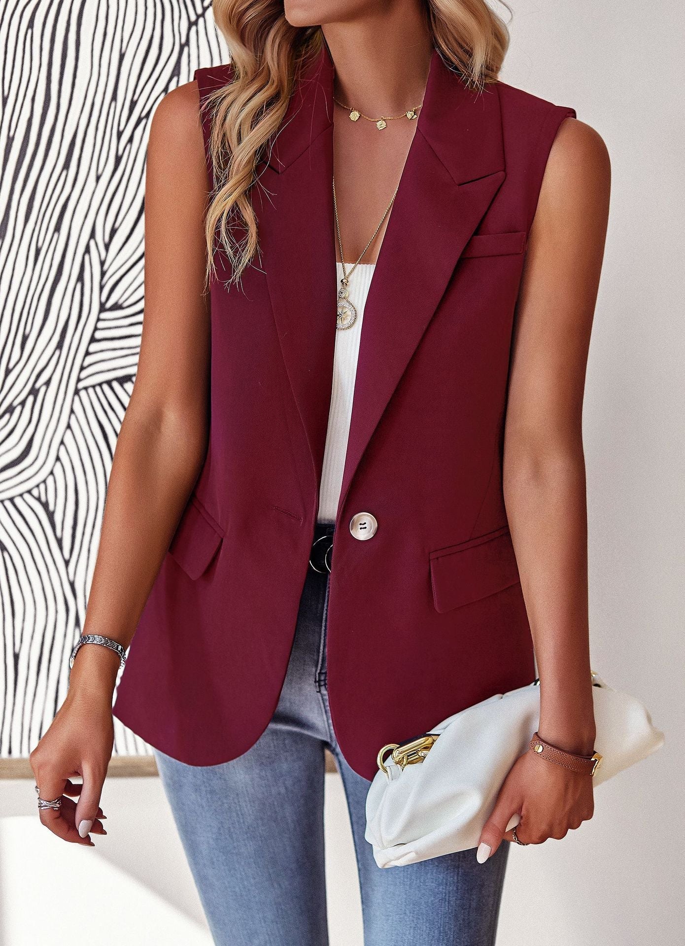 Blazer Loose Office Sleeveless Vest