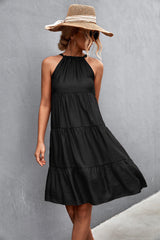 Halter Strap Gathers Stitching Dress