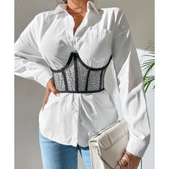 Fashionable Outerwear Street Vest Sequin Girdle Steel Ring Boning Corset Lace Up Slim Fit Girdle