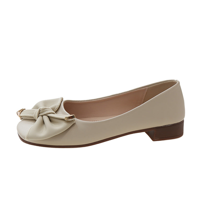 Women's Bottom Pumps Spring Bow Comfortable Peas Shallow Mouth
