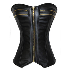 Corset court en cuir avec fermeture éclair