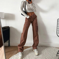 Denim Semi Elastic Personality Work Trousers