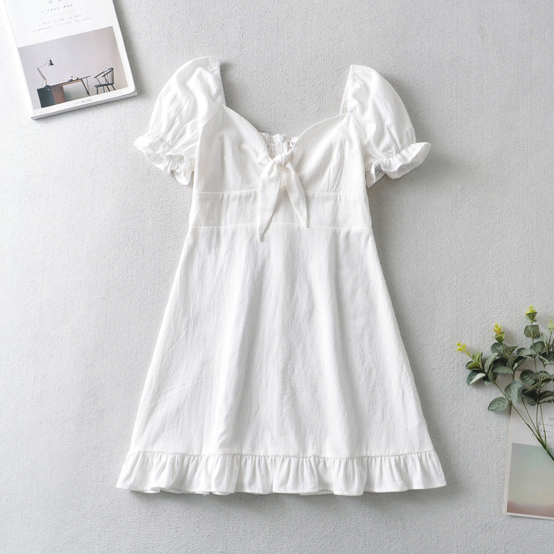 Simple All-Match Chest Lace up Dress