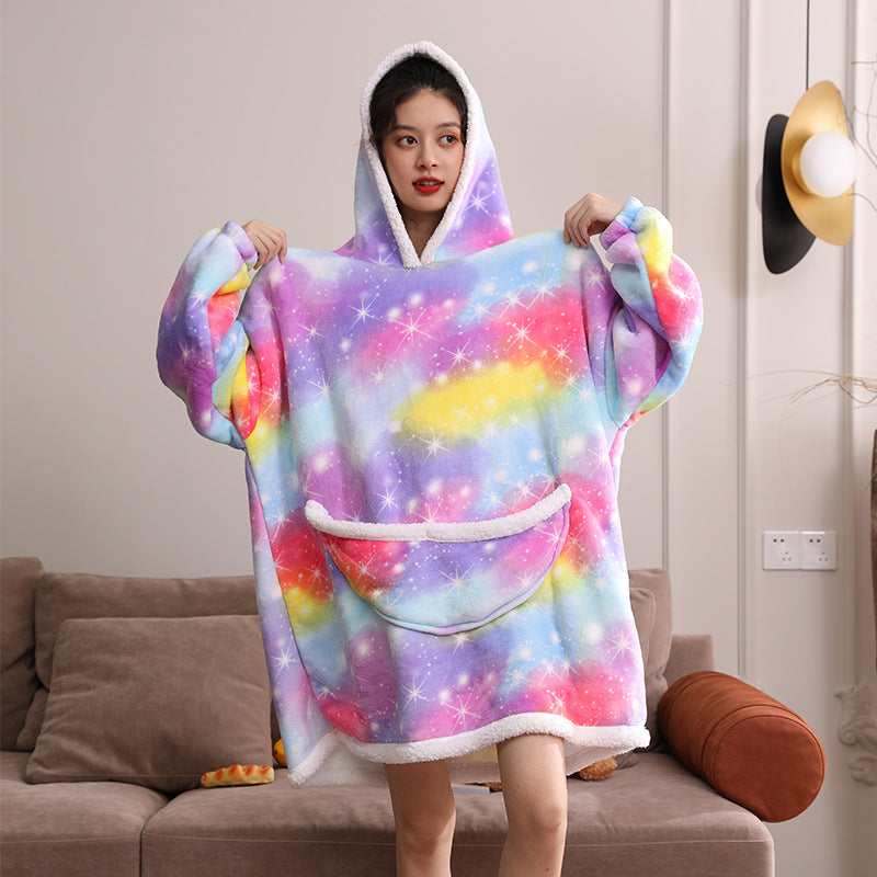 Pajamas Thickened Double-Layer Lazy Can Wear Lazy Blanket Super Soft Lazy Hooded Pajamas Double-Layer Lazy Sweater