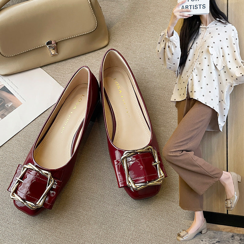 Women's Large Size Autumn Mid Low-cut Square