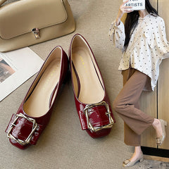 Women's Large Size Autumn Mid Low-cut Square