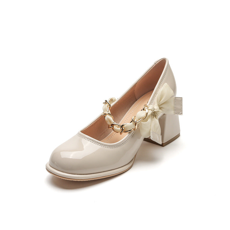 Women's High Mary Jane Summer Bow Thick