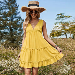 Sundress V-neck Pastoral Simple Dress Shoulder Strap Wild Dress