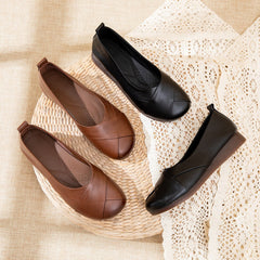 Women's Genuine Shallow Mouth Flat Bottom Slip-on
