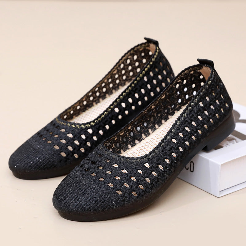 Women's Old Beijing Cloth Summer Slip-on Hollow Mother's Comfortable