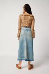 Retro Slim Fit Denim Long Skirts