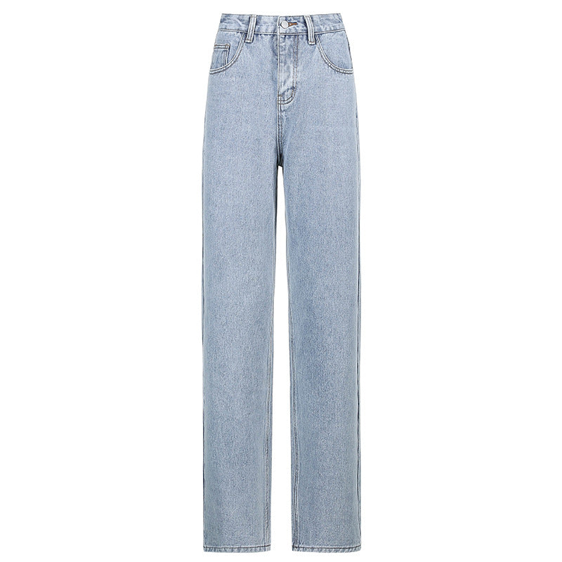 Pantalons personnalité dos gros nœud imprimé jean droit tombant pantalon décontracté assorti