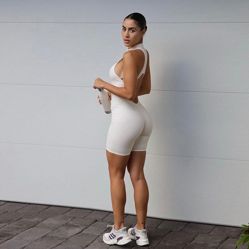Backless High Waist Sleeveless Skinny Sheath Sports Jumpsuit