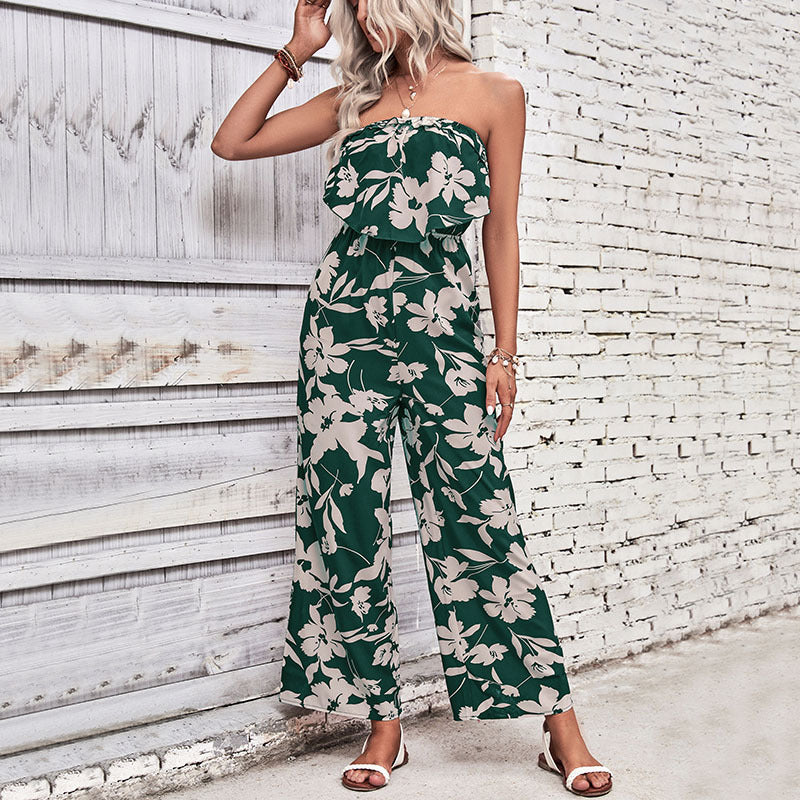 Printed Tight Red Jumpsuit