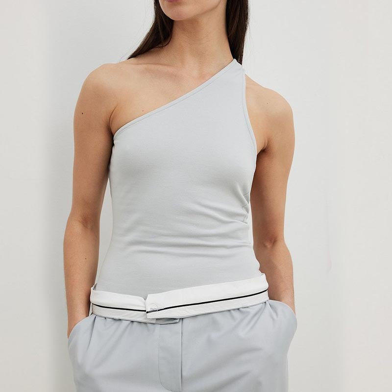 Solid Color Diagonal Knitted Tight Sleeveless Jumpsuit