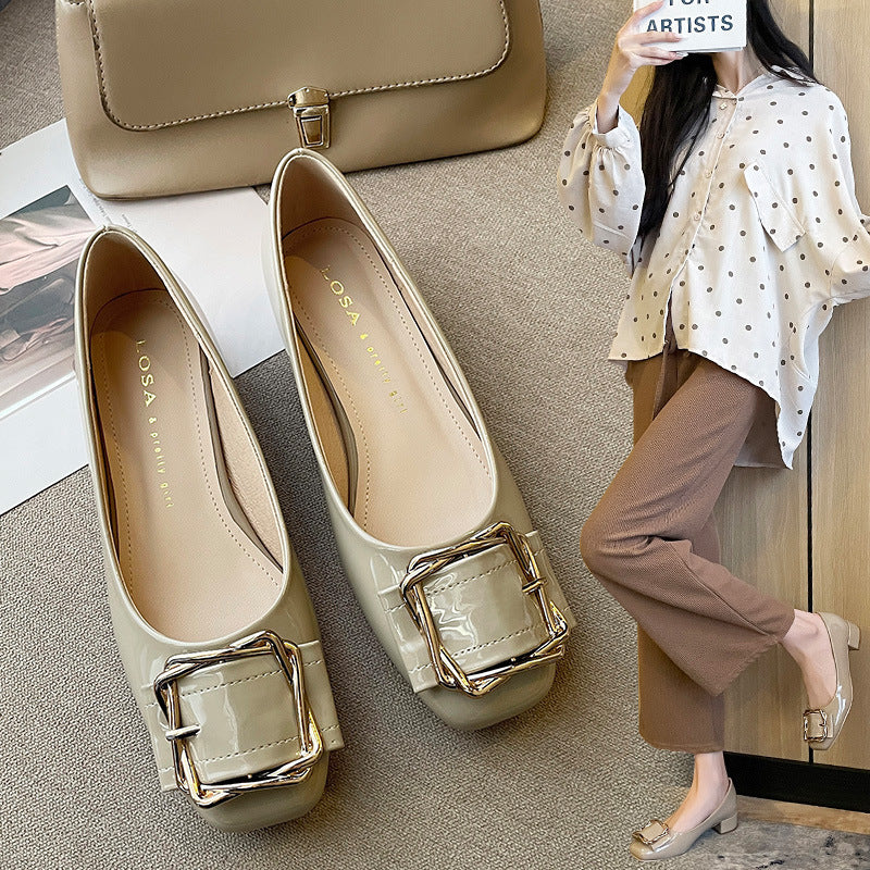 Women's Large Size Autumn Mid Low-cut Square