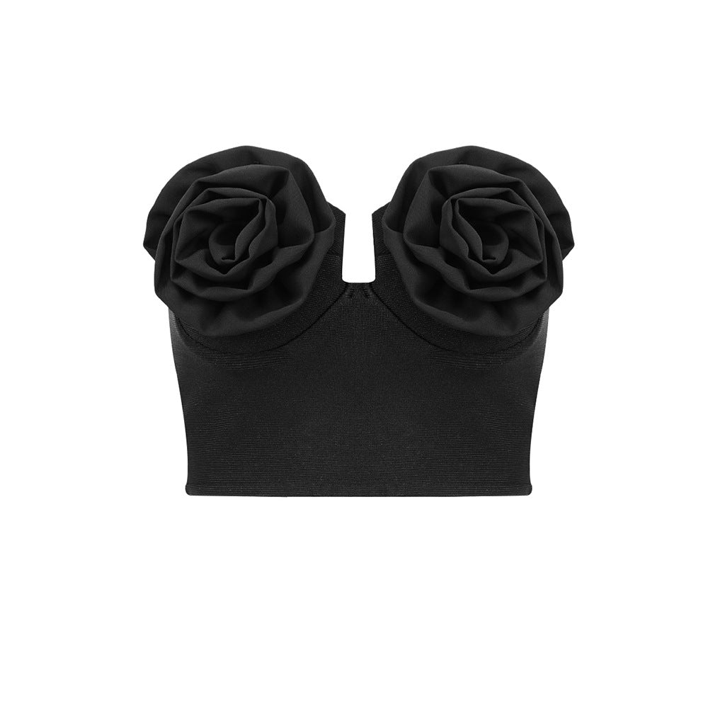 Three-Dimensional Floral Tube Top Elastic Bandage Vest 3D Decoration