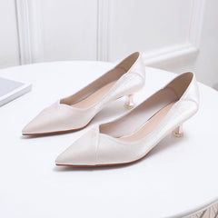 Women's Fu Bridesmaid High Stiletto Satin Mid