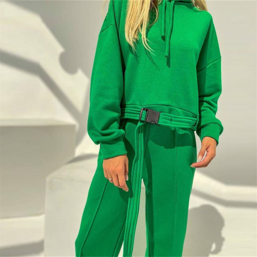 Hooded Sweater Trousers Two Piece Set