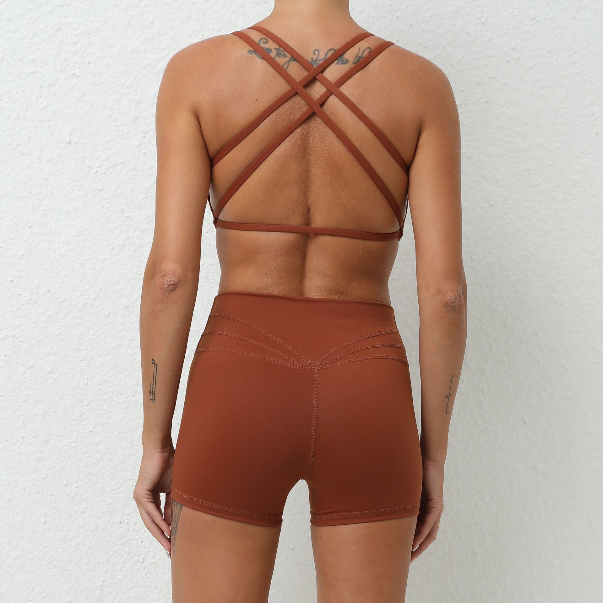 Cross Back Yoga Zweiteiliger Laufanzug mit schnelltrocknendem, engem Sport-Fitnessanzug