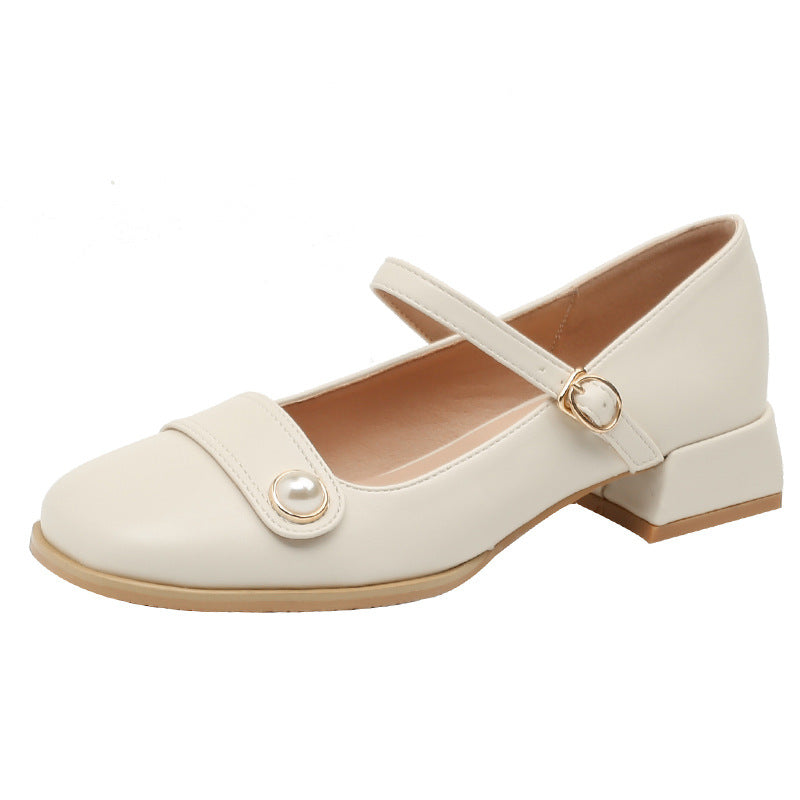 Women's Mary Jane Square Toe Chunky Mid