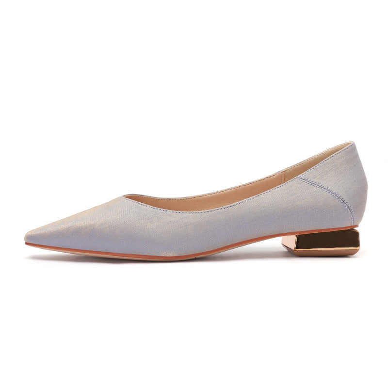 Chaussures basses à bout carré pour femme, épaisses et galvanisées