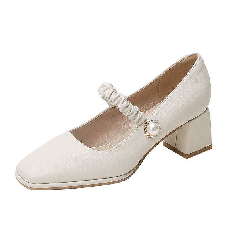 Women's Square Toe Vintage Mary Jane Spring Shallow Mouth