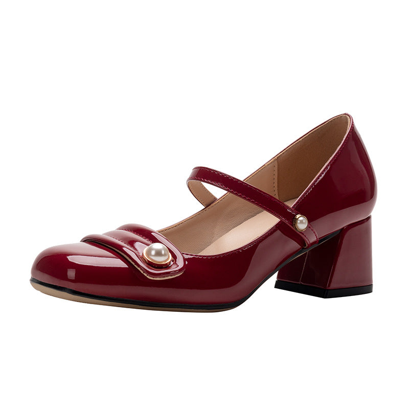 Women's With Strap Mary Jane Chunky Square
