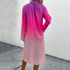 Long Sleeve Gradient Shirt Dress