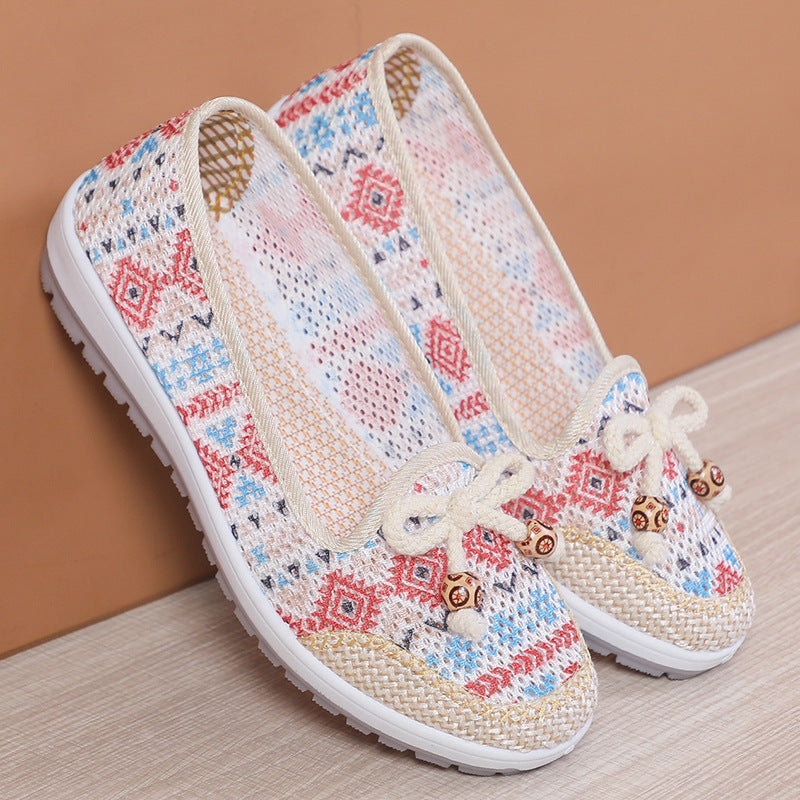 Women's Summer Hollowed Mesh Old Beijing Cloth