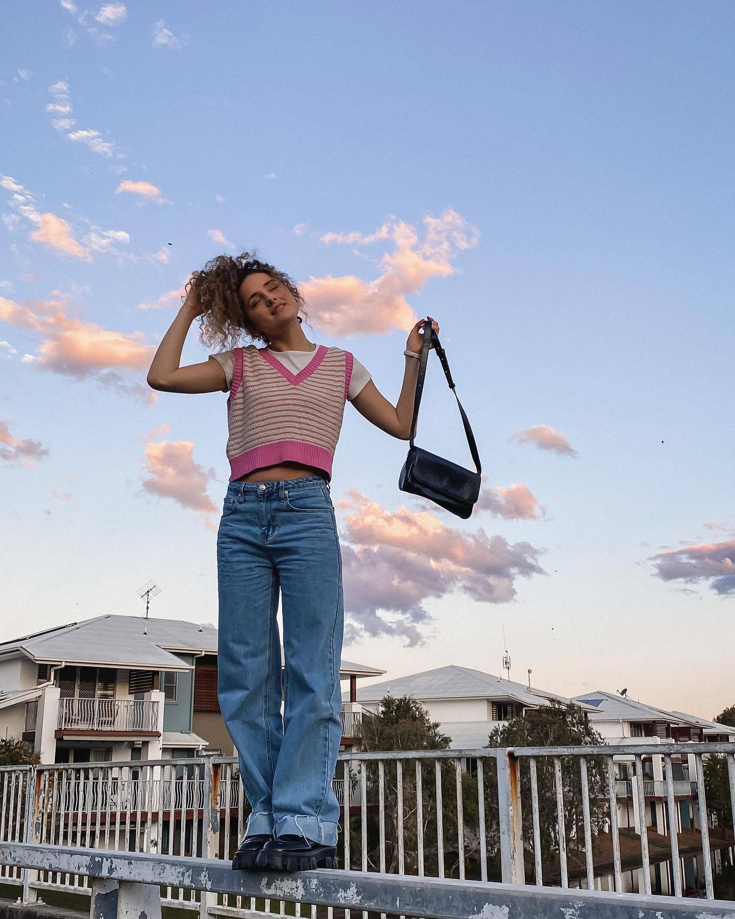 Jeans bouclés amples délavés pantalons en denim décontractés