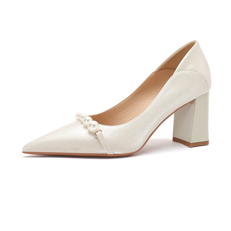 Frauen Low-cut Chunky High Single-layer Einfache Perle