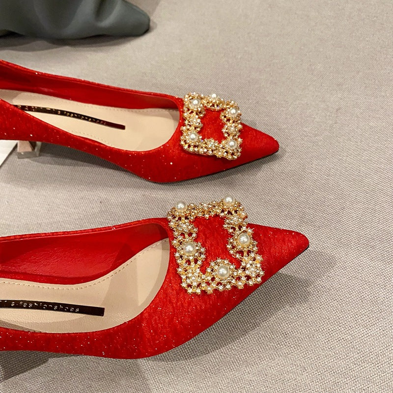 Escarpins d'été à talons hauts pour femmes, style mariage, champagne, style quotidien
