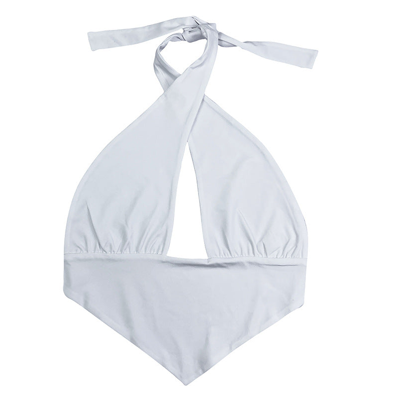 Haut tube noir uni à épaules dénudées et base croisée, coupe slim, dos nu, ajouré, découpe, nœud