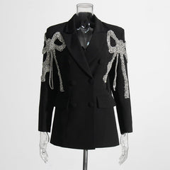 Korean Loose Straight Affordable Luxury Bow Stitching Blazer