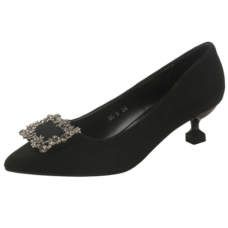 Women's Black High Temperament Goddess Style Rhinestone