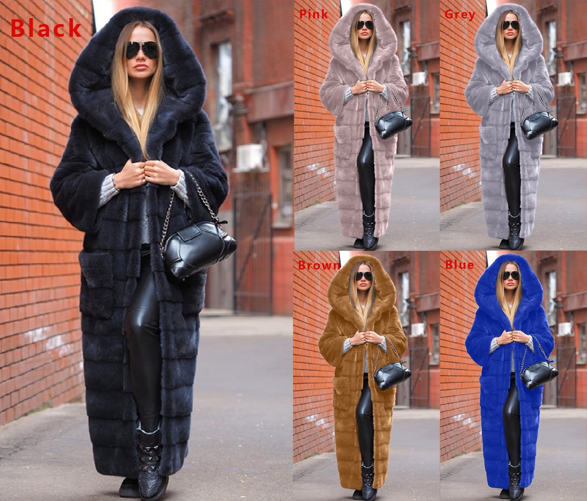 Manteau en fausse fourrure à capuche, manteau rembourré en coton, manteau épais et long en peluche, trench-coat grande taille
