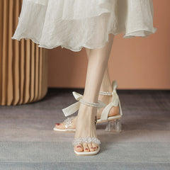 Women's Summer Chunky Comfortable French Pearl Ribbon